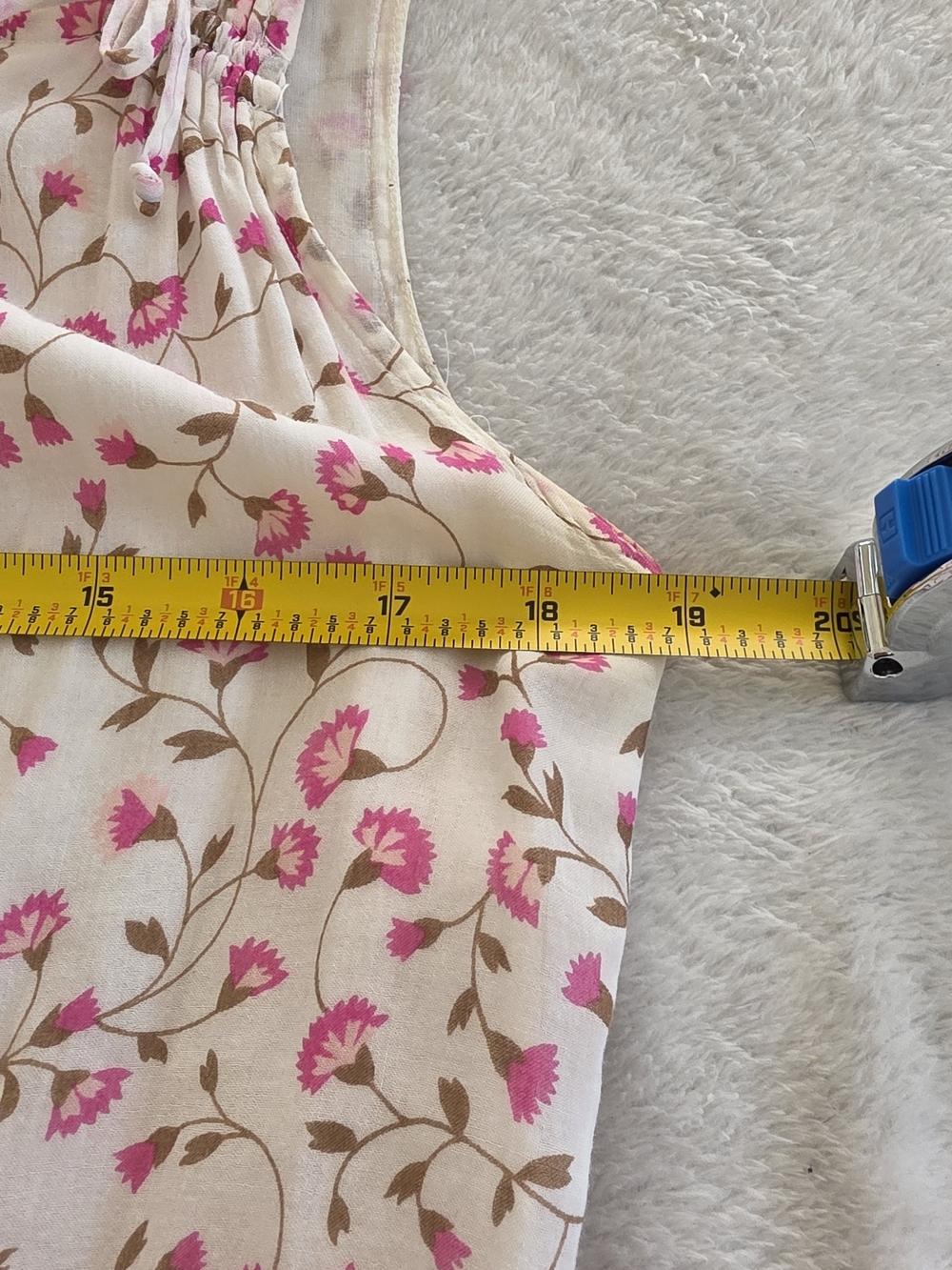Vintage Liz Clairborne Y2K White Pink Ditsy Floral Drop Waist Dress Women's 14 - Picture 6 of 9